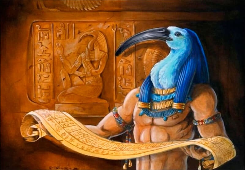 Representation of the Egyptian god Thoth associated with the ibis.